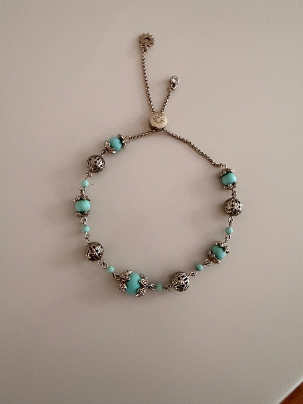 Marchesa Silver Turquoise Beaded Bracelet Dainty Feminine